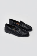 Flat Loafers with Ruched Detail - Black Matte - thefashionproject.gr - Stephan