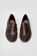 Flat Loafers with Ruched Detail - Dark Brown Matte - thefashionproject.gr - Stephan