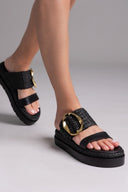 Flatfforms σανδάλια με oversized τοκά Mariella Fabiani 2519/91 - Μαύρο - thefashionproject.gr - Mariella Fabiani
