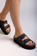 Flatform δερμάτινα nabuk σανδάλια ATENEO