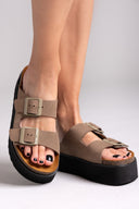 Flatform δερμάτινα nabuk σανδάλια ATENEO