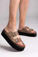 Flatform δερμάτινα nabuk σανδάλια ATENEO - Λαδί - thefashionproject.gr - ATENEO - 23508096002
