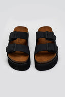 Flatform δερμάτινα nabuk σανδάλια ATENEO - Μαύρο - thefashionproject.gr - ATENEO - 23508002002