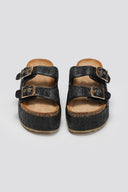 Flatforms από ψάθα με τοκάδες ERYNN - Μαύρο - thefashionproject.gr - ERYNN