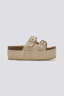 Flatforms από ψάθα με τοκάδες ERYNN - Μπεζ - thefashionproject.gr - ERYNN