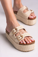 Flatforms από ψάθα με τοκάδες ERYNN - Μπεζ - thefashionproject.gr - ERYNN