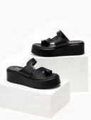 Σανδάλια flatforms δερμάτινα με περαστή φάσα Estil 