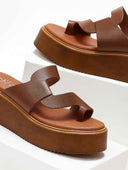 Σανδάλια flatforms δερμάτινα με περαστή φάσα Estil 