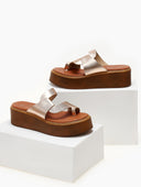 Σανδάλια flatforms δερμάτινα με περαστή φάσα Estil 