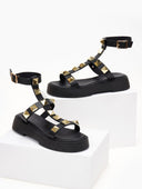 Flatforms δερμάτινα IRIS με τρουκς - Μαύρο - thefashionproject.gr - IRIS