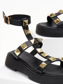 Flatforms δερμάτινα IRIS με τρουκς - Μαύρο - thefashionproject.gr - IRIS