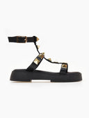Flatforms δερμάτινα IRIS με τρουκς - Μαύρο - thefashionproject.gr - IRIS