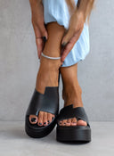 Flatforms δερμάτινα με άνιση φάσα estil - Μαύρο - thefashionproject.gr - Estil
