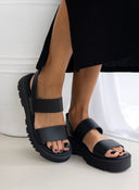 Flatforms δερμάτινα με chunky σόλα TFP - Μαύρο - thefashionproject.gr - TFP