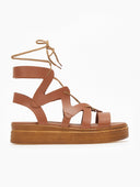 Σανδάλια flatforms δερμάτινα με δέσιμο estil
