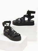 Σανδάλια flatforms δερμάτινα με δέσιμο estil