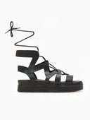 Σανδάλια flatforms δερμάτινα με δέσιμο estil