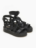 Σανδάλια flatforms δερμάτινα με δέσιμο estil