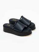 Flatforms δερμάτινα με φαρδιά φάσα Estil - Μαύρο - thefashionproject.gr - Estil