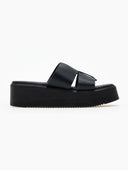 Flatforms δερμάτινα με ιδιαίτερη φάσα Estil - Μαύρο - thefashionproject.gr - Estil