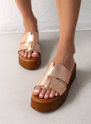 Flatforms δερμάτινα με ιδιαίτερη φάσα Estil - Χαλκός - thefashionproject.gr - Estil