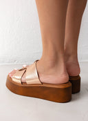 Flatforms δερμάτινα με ιδιαίτερη φάσα Estil - Χαλκός - thefashionproject.gr - Estil