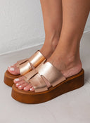 Flatforms δερμάτινα με ιδιαίτερη φάσα Estil - Χαλκός - thefashionproject.gr - Estil