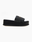 Flatforms δερμάτινα με ψάθινη φάσα Estil