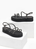 Σανδάλια flatforms δερμάτινα με στρας estil