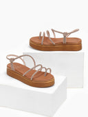 Σανδάλια flatforms δερμάτινα με στρας estil