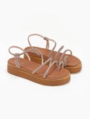 Σανδάλια flatforms δερμάτινα με στρας estil