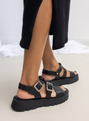 Flatforms δερμάτινα με τοκάδες TFP - Μαύρο - thefashionproject.gr - TFP