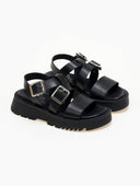 Flatforms δερμάτινα με τοκάδες TFP - Μαύρο - thefashionproject.gr - TFP