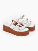 Flatforms δερμάτινα με τρουκς estil - Λευκό - thefashionproject.gr - Estil
