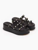 Flatforms δερμάτινα με τρουκς estil - Μαύρο - thefashionproject.gr - Estil