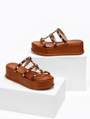 Flatforms δερμάτινα με τρουκς estil - Ταμπά - thefashionproject.gr - Estil