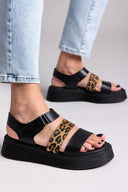 Flatforms δερμάτινα με velcro και print Ragazza 01227