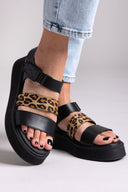 Flatforms δερμάτινα με velcro και print Ragazza 01227