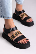 Flatforms δερμάτινα με velcro και print Ragazza 01227