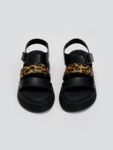 Flatforms δερμάτινα με velcro και print Ragazza 01227 - Μαύρο - thefashionproject.gr - RAGAZZA