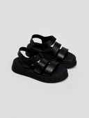 Flatforms δερμάτινα με velcro Ragazza 01227 - Μαύρο - thefashionproject.gr - RAGAZZA