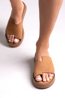 Flatforms δερμάτινα nubuck σανδάλια Estil
