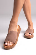 Flatforms δερμάτινα nubuck σανδάλια Estil