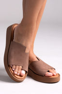 Flatforms δερμάτινα nubuck σανδάλια Estil