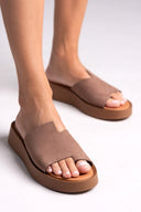 Flatforms δερμάτινα nubuck σανδάλια Estil