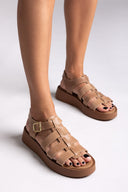 Flatforms δερμάτινα σανδάλια gladiator Estil