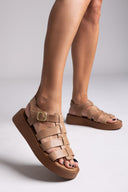 Flatforms δερμάτινα σανδάλια gladiator Estil