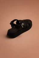 Flatforms δερμάτινα σανδάλια gladiator Estil - Μαύρο
