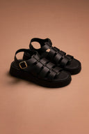 Flatforms δερμάτινα σανδάλια gladiator Estil - Μαύρο