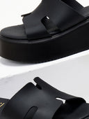 Flatforms δερμάτινα σανδάλια με ανοίγματα Estil